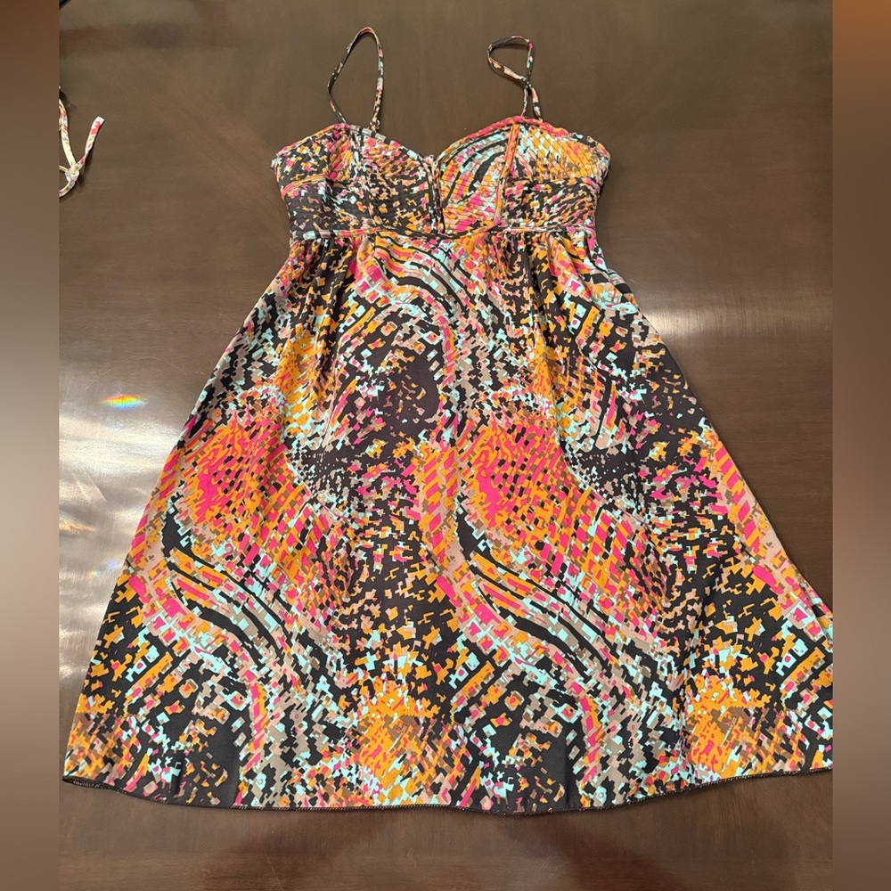 Bar III Multicolor Pixel-Print Mini Dress - Black, Pink, Orange, Turquoise